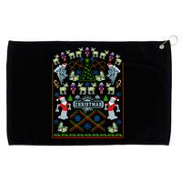 Retro Robot Ugly Christmas Sweater Grommeted Golf Towel