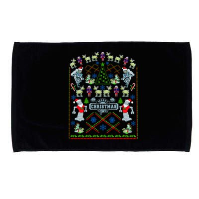 Retro Robot Ugly Christmas Sweater Microfiber Hand Towel