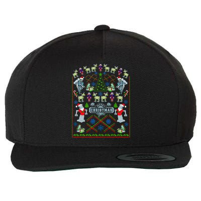 Retro Robot Ugly Christmas Sweater Wool Snapback Cap