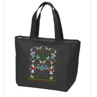 Retro Robot Ugly Christmas Sweater Zip Tote Bag
