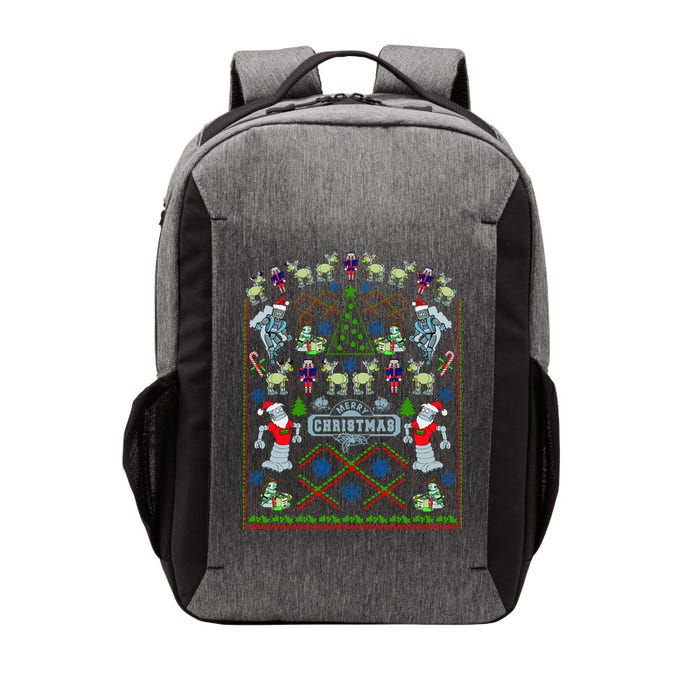 Retro Robot Ugly Christmas Sweater Vector Backpack