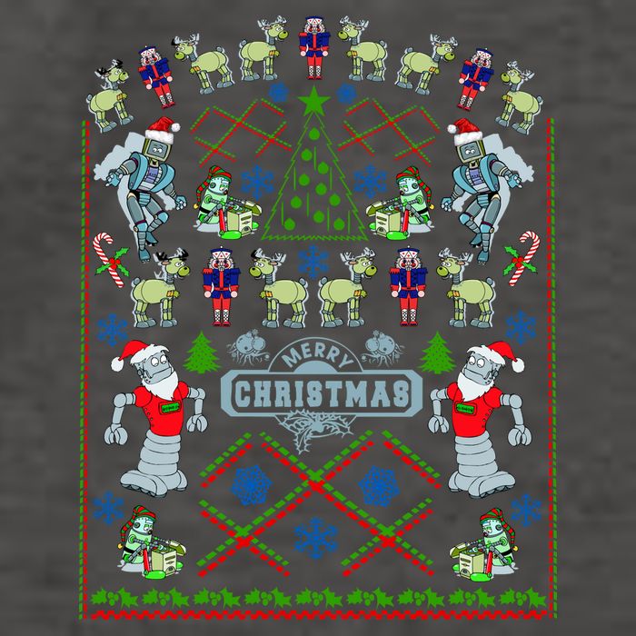 Retro Robot Ugly Christmas Sweater Vector Backpack