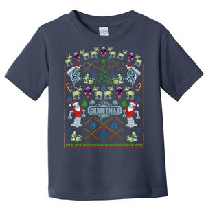 Retro Robot Ugly Christmas Sweater Toddler T-Shirt