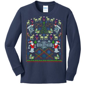 Retro Robot Ugly Christmas Sweater Kids Long Sleeve Shirt