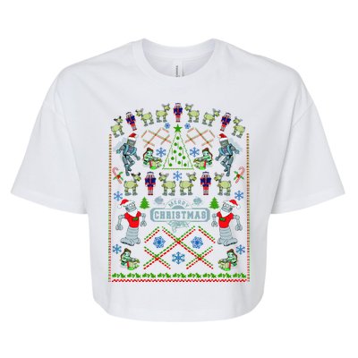 Retro Robot Ugly Christmas Sweater Bella+Canvas Jersey Crop Tee