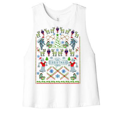 Retro Robot Ugly Christmas Sweater Women's Racerback Cropped Tank