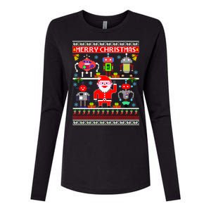 Retro Robotic Santa Ugly Christmas Sweater Womens Cotton Relaxed Long Sleeve T-Shirt