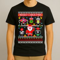 Retro Robotic Santa Ugly Christmas Sweater T-Shirt