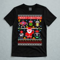 Retro Robotic Santa Ugly Christmas Sweater T-Shirt