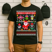 Retro Robotic Santa Ugly Christmas Sweater T-Shirt