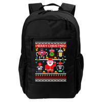 Retro Robotic Santa Ugly Christmas Sweater Backpack
