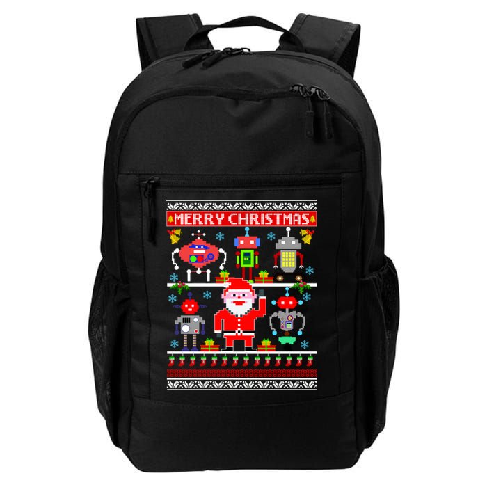 Retro Robotic Santa Ugly Christmas Sweater Backpack