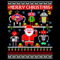Retro Robotic Santa Ugly Christmas Sweater 7-Panel Snapback Hat