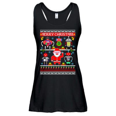 Retro Robotic Santa Ugly Christmas Sweater Ladies Essential Flowy Tank