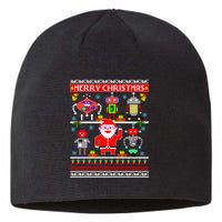 Retro Robotic Santa Ugly Christmas Sweater Sustainable Beanie
