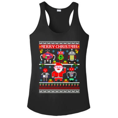Retro Robotic Santa Ugly Christmas Sweater Ladies PosiCharge Competitor Racerback Tank