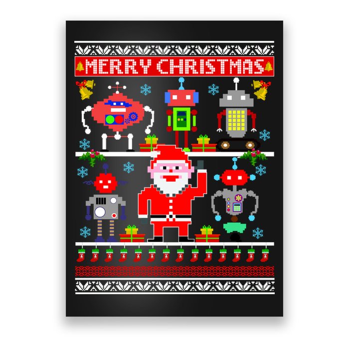 Retro Robotic Santa Ugly Christmas Sweater Poster