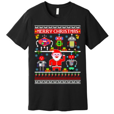 Retro Robotic Santa Ugly Christmas Sweater Premium T-Shirt
