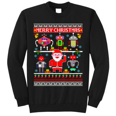 Retro Robotic Santa Ugly Christmas Sweater Tall Sweatshirt