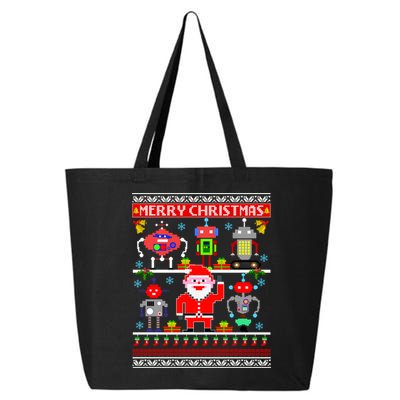 Retro Robotic Santa Ugly Christmas Sweater 25L Jumbo Tote