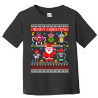 Retro Robotic Santa Ugly Christmas Sweater Toddler T-Shirt