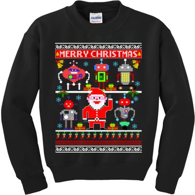 Retro Robotic Santa Ugly Christmas Sweater Kids Sweatshirt