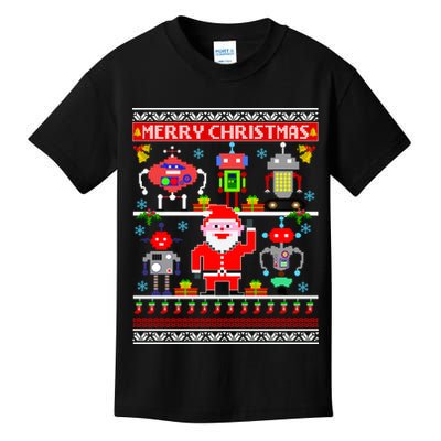 Retro Robotic Santa Ugly Christmas Sweater Kids T-Shirt