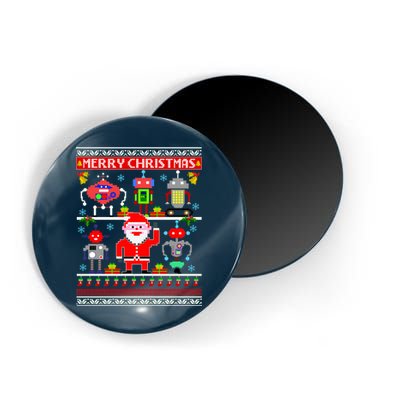 Retro Robotic Santa Ugly Christmas Sweater Magnet