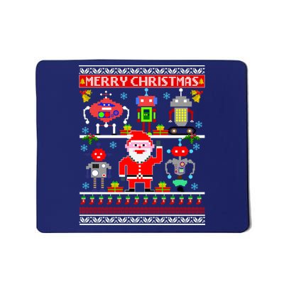 Retro Robotic Santa Ugly Christmas Sweater Mousepad