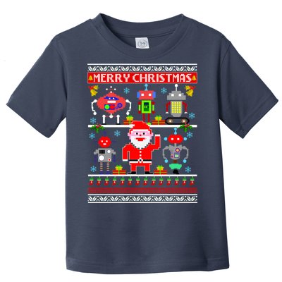 Retro Robotic Santa Ugly Christmas Sweater Toddler T-Shirt