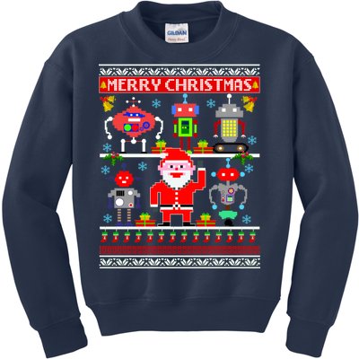 Retro Robotic Santa Ugly Christmas Sweater Kids Sweatshirt