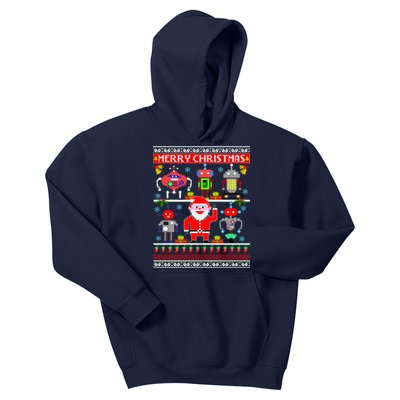 Retro Robotic Santa Ugly Christmas Sweater Kids Hoodie