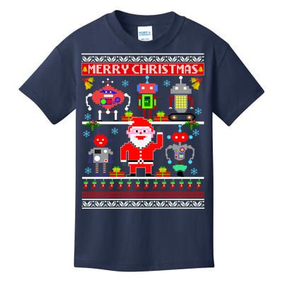 Retro Robotic Santa Ugly Christmas Sweater Kids T-Shirt