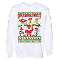 Retro Robotic Santa Ugly Christmas Sweater Garment-Dyed Sweatshirt