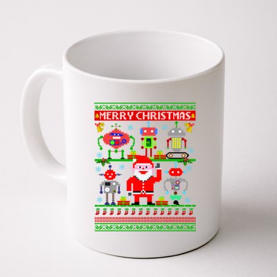 Retro Robotic Santa Ugly Christmas Sweater Coffee Mug