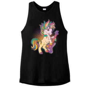 Retro Rocker Rainbow Unicorn Ladies PosiCharge Tri-Blend Wicking Tank