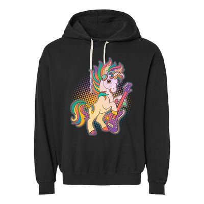Retro Rocker Rainbow Unicorn Garment-Dyed Fleece Hoodie