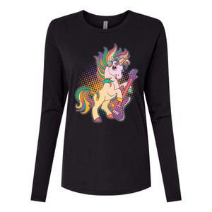 Retro Rocker Rainbow Unicorn Womens Cotton Relaxed Long Sleeve T-Shirt