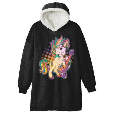 Retro Rocker Rainbow Unicorn Hooded Wearable Blanket