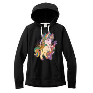 Retro Rocker Rainbow Unicorn Women's Fleece Hoodie