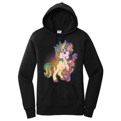 Retro Rocker Rainbow Unicorn Women's Pullover Hoodie