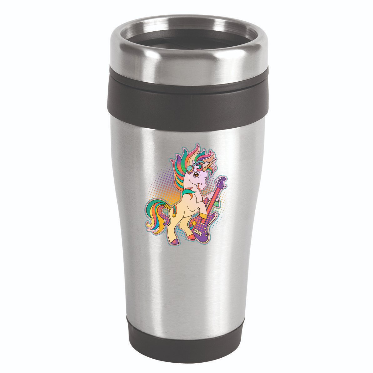 Retro Rocker Rainbow Unicorn 16oz Travel Tumbler