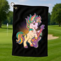 Retro Rocker Rainbow Unicorn Golf Towel