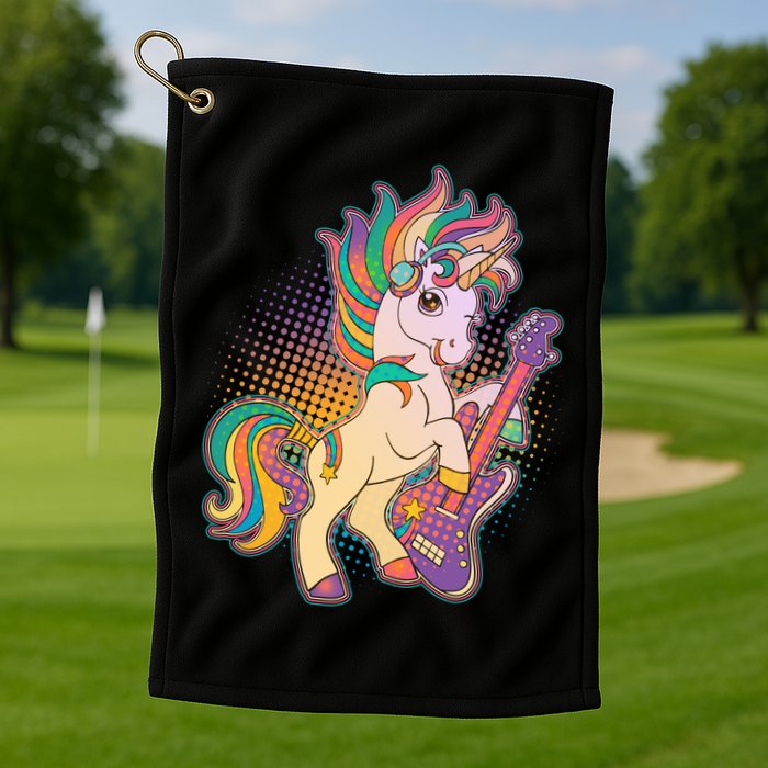 Retro Rocker Rainbow Unicorn Golf Towel