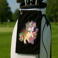 Retro Rocker Rainbow Unicorn Golf Towel