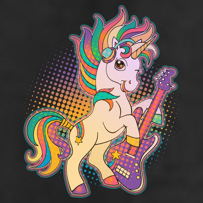 Retro Rocker Rainbow Unicorn Golf Towel