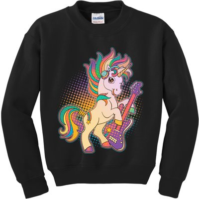 Retro Rocker Rainbow Unicorn Kids Sweatshirt