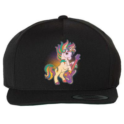 Retro Rocker Rainbow Unicorn Wool Snapback Cap