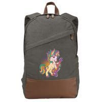 Retro Rocker Rainbow Unicorn Cotton Canvas Backpack