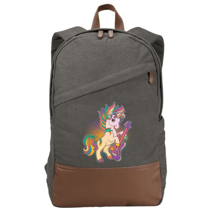 Retro Rocker Rainbow Unicorn Cotton Canvas Backpack